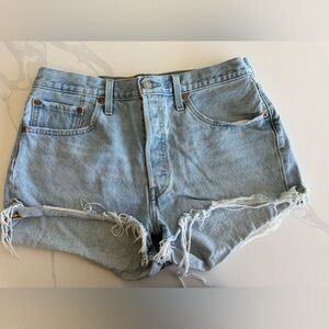 Levi's 501 Denim Distressed Shorts Light Wash Size 32